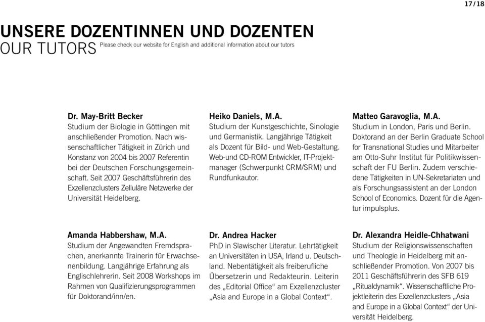 Nach wissenschaftlicher Tätigkeit in Zürich und Konstanz von 2004 bis 2007 Referentin bei der Deutschen Forschungsgemeinschaft.