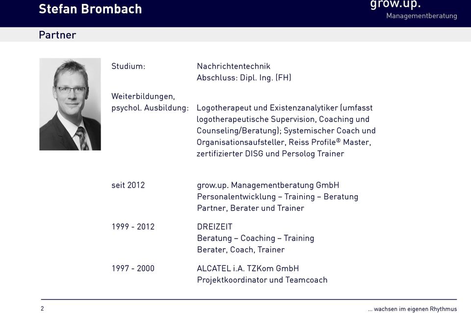 Systemischer Coach und Organisationsaufsteller, Reiss Profile Master, zertifizierter DISG und Persolog Trainer seit 2012 GmbH
