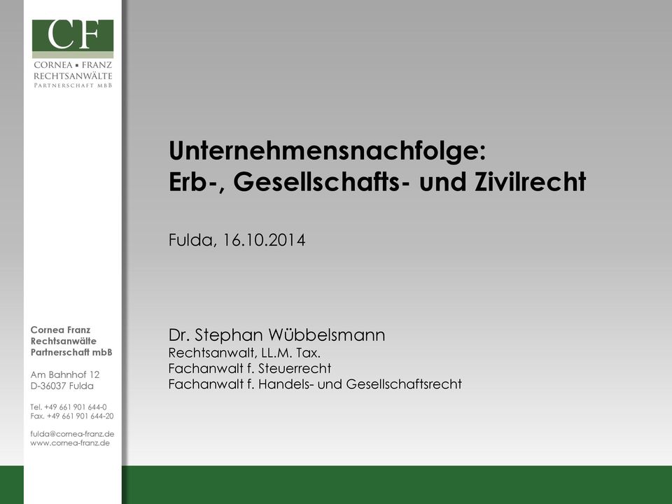 Stephan Wübbelsmann Rechtsanwalt, LL.M. Tax. Fachanwalt f. Steuerrecht Fachanwalt f.