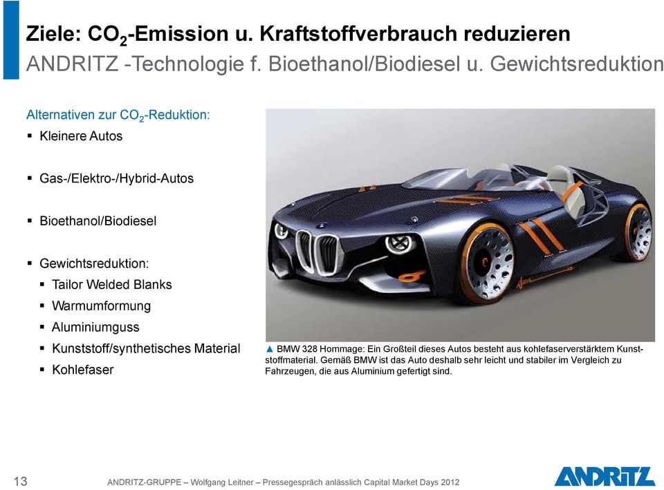 Warmumformung Aluminiumguss Kunststoff/synthetisches Material Kohlefaser BMW 328 Hommage: Ein Großteil dieses Autos besteht aus kohlefaserverstärktem