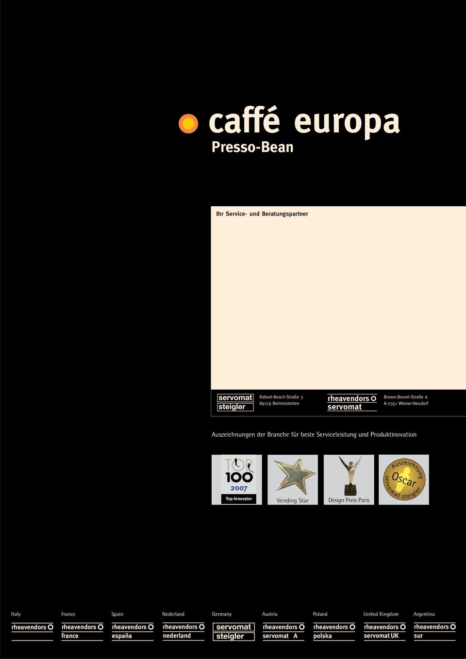 Serviceleistung und Produktinovation Vending Star Design Preis Paris Italy France Spain