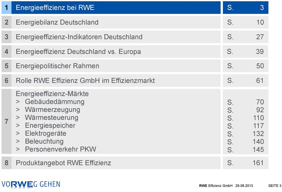 Europa 39 5 Energiepolitischer Rahmen 50 6 Rolle RWE Effizienz GmbH im Effizienzmarkt 50-54 61 7 Energieeffizienz-Märkte