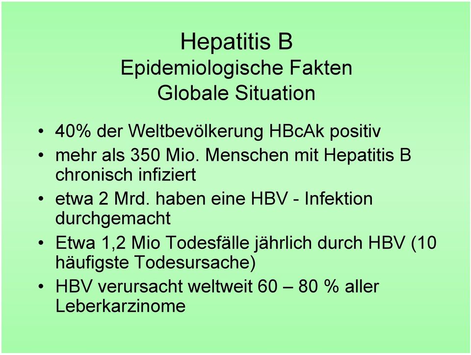 Menschen mit Hepatitis B chronisch infiziert etwa 2 Mrd.