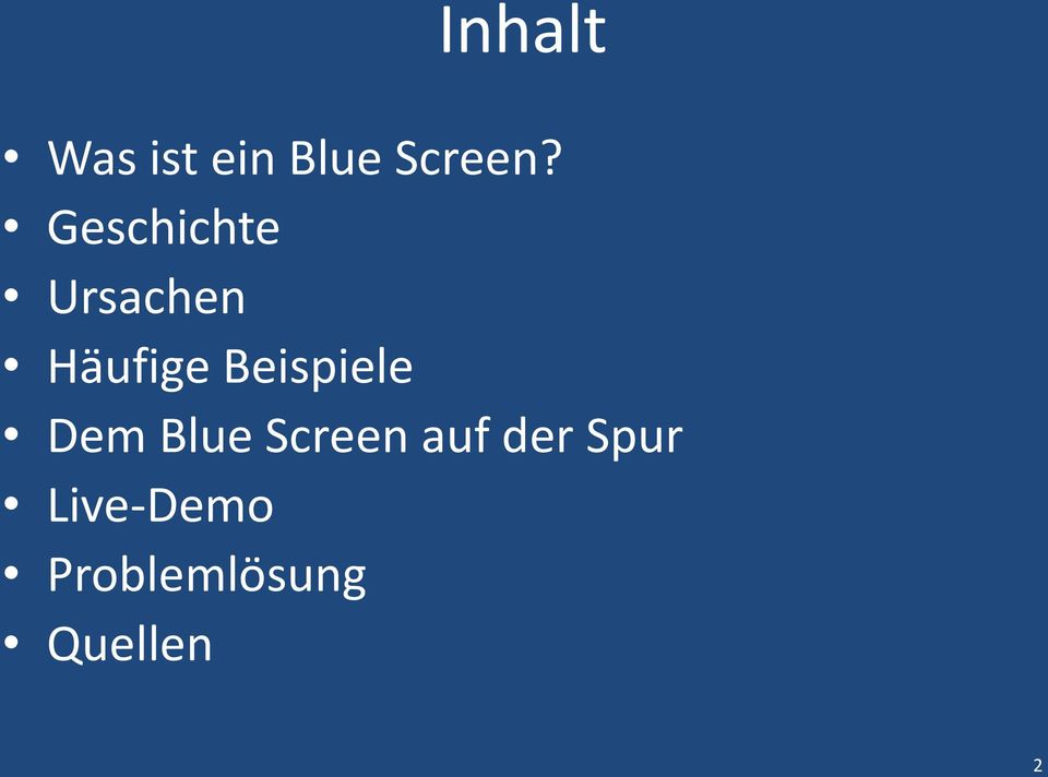 Beispiele Dem Blue Screen auf