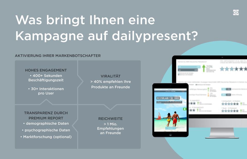 Interaktionen pro User VIRALITÄT > 40% empfehlen Ihre Produkte an Freunde TRANSPARENZ