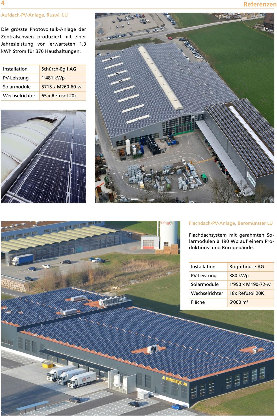 Schürch-Egli AG 1 481 kwp 5715 x M260-60-w 65 x Refusol 20k Flachdach-PV-Anlage, Beromünster LU