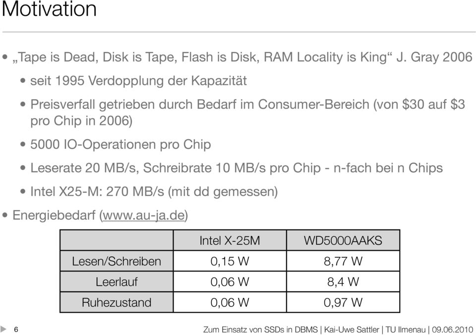 pro Chip in 26) 5 IO-Operationen pro Chip Leserate 2 MB/s, Schreibrate 1 MB/s pro Chip - n-fach bei n Chips Intel