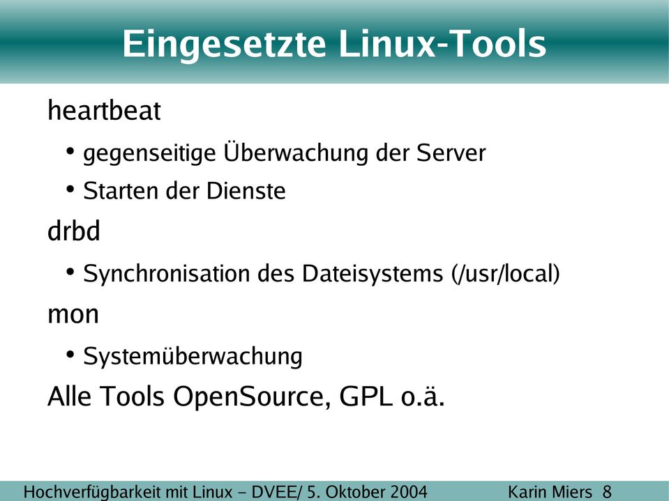 Linux-Tools gegenseitige Überwachung der Server Starten der