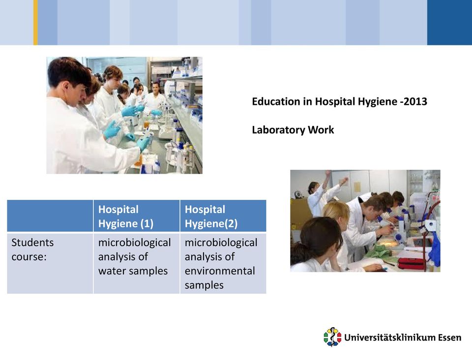 microbiological analysis of water samples Hospital