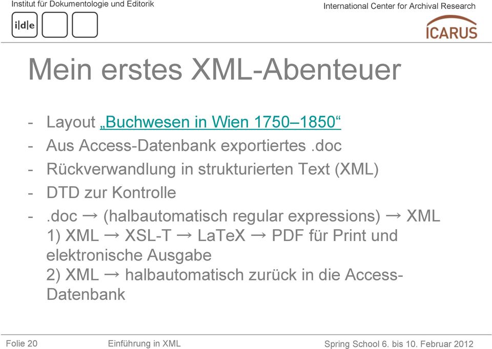 doc - Rückverwandlung in strukturierten Text (XML) - DTD zur Kontrolle -.
