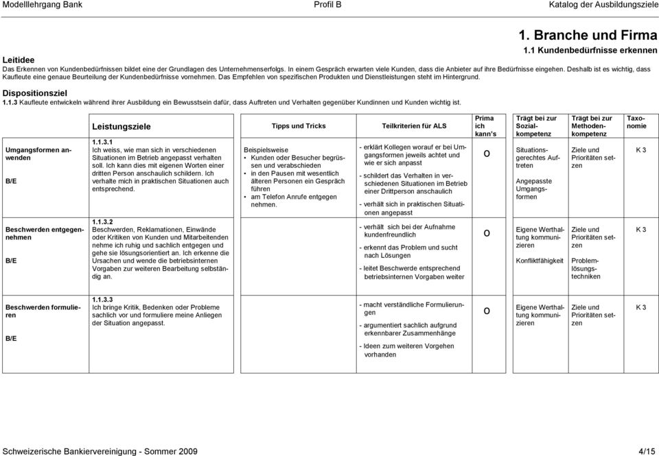 Das Empfehlen vn spezifischen Prdukten und Dienstleistungen steht im Hintergrund. Dispsitinsziel 1.