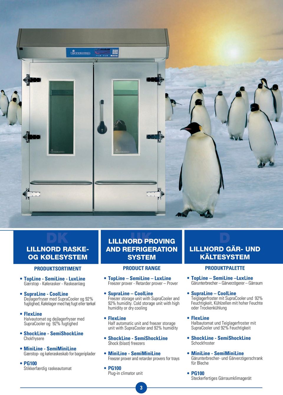 PG100 Stikkerfærdig raskeautomat LILLNORD PROVING AND REFRIGERATION SYSTEM PRODUCT RANGE TopLine SemiLine LuxLine Freezer prover - Retarder prover Prover SupraLine CoolLine Freezer storage unit with