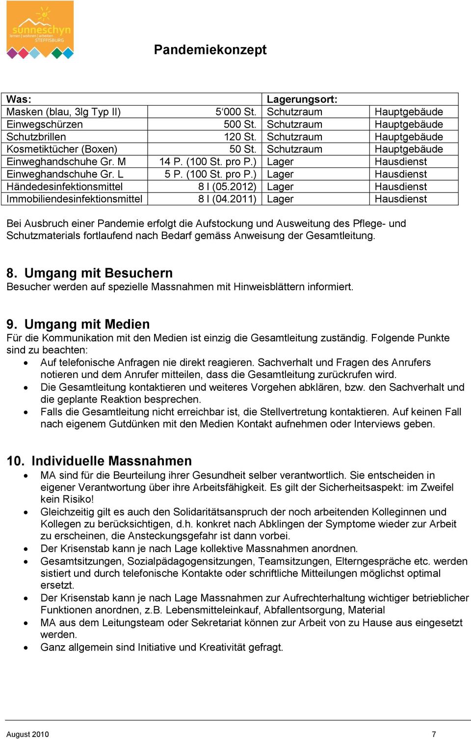 2012) Lager Hausdienst Immobiliendesinfektionsmittel 8 l (04.