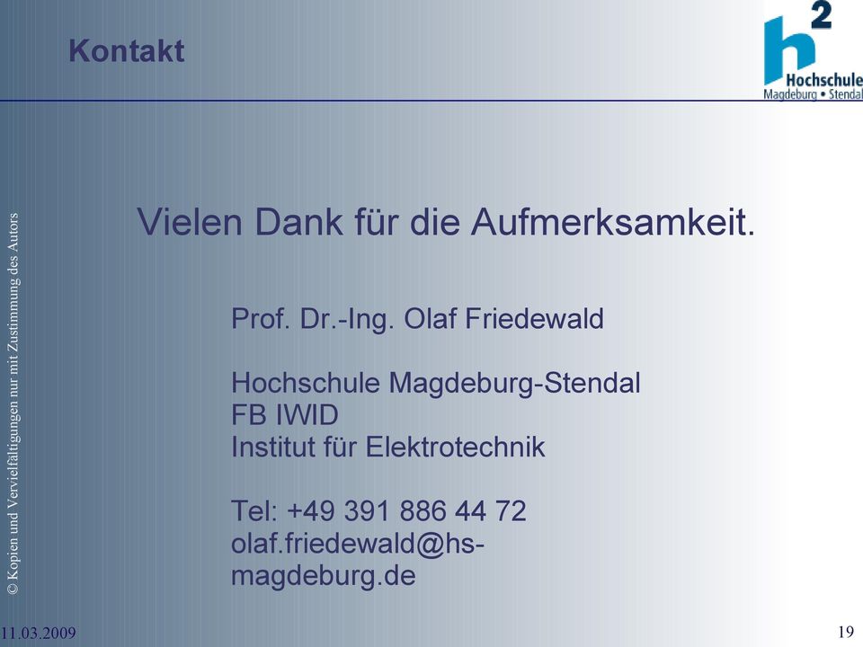Olaf Friedewald Hochschule Magdeburg-Stendal FB