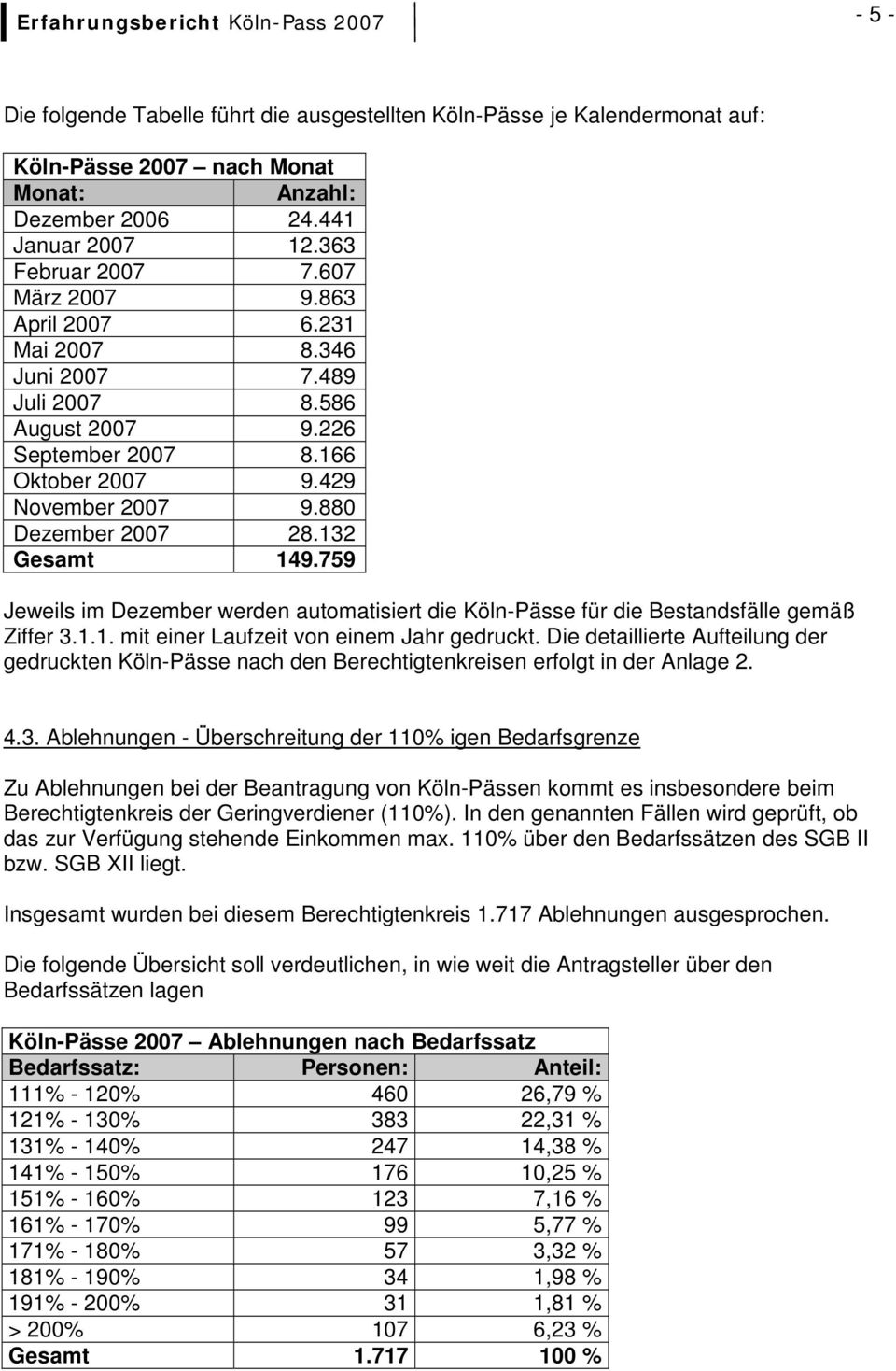 759 Jeweils im Dezember werden automatisiert die Köln-Pässe für die Bestandsfälle gemäß Ziffer 3.1.1. mit einer Laufzeit von einem Jahr gedruckt.