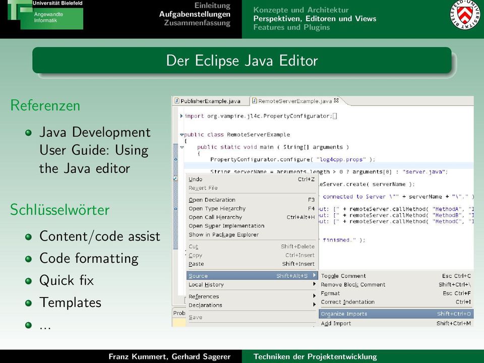 Java editor Schlüsselwörter