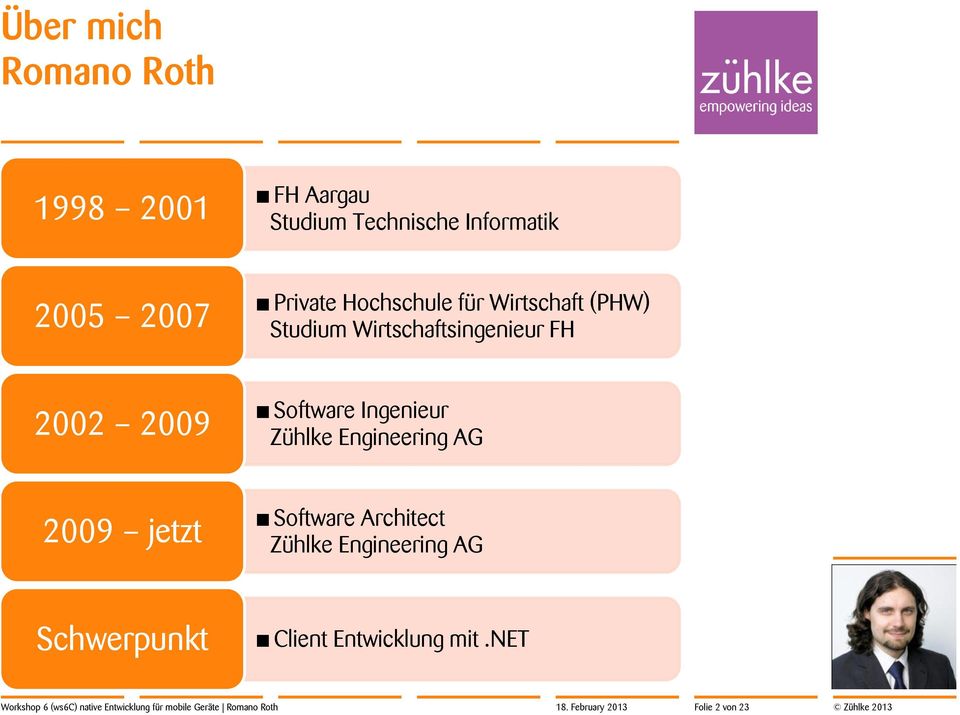 Zühlke Engineering AG 2009 jetzt Software Architect Zühlke Engineering AG Schwerpunkt Client