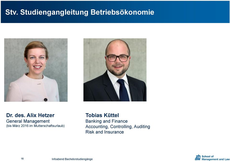 Mutterschaftsurlaub) Tobias Küttel Banking and