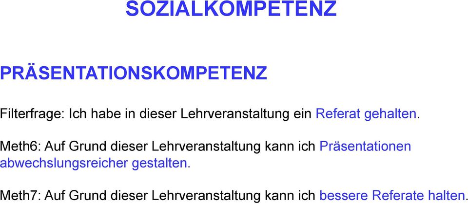 Meth6: Auf Grund dieser Lehrveranstaltung kann ich Präsentationen