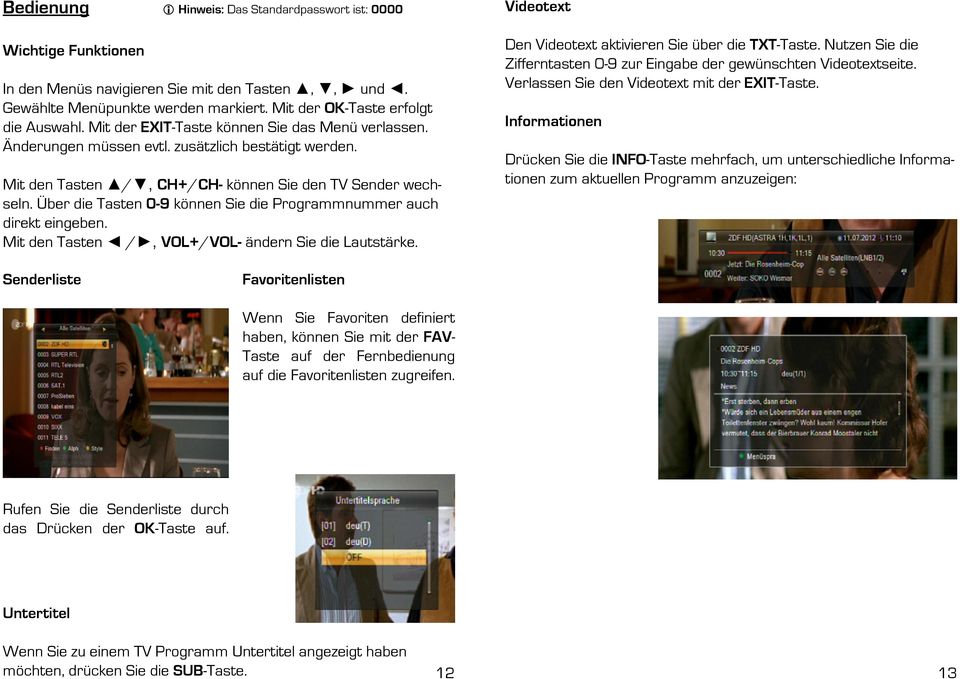 Über die Tasten 0-9 können Sie die Programmnummer auch direkt eingeben. Mit den Tasten /, VOL+/VOL- ändern Sie die Lautstärke. Videotext Den Videotext aktivieren Sie über die TXT-Taste.