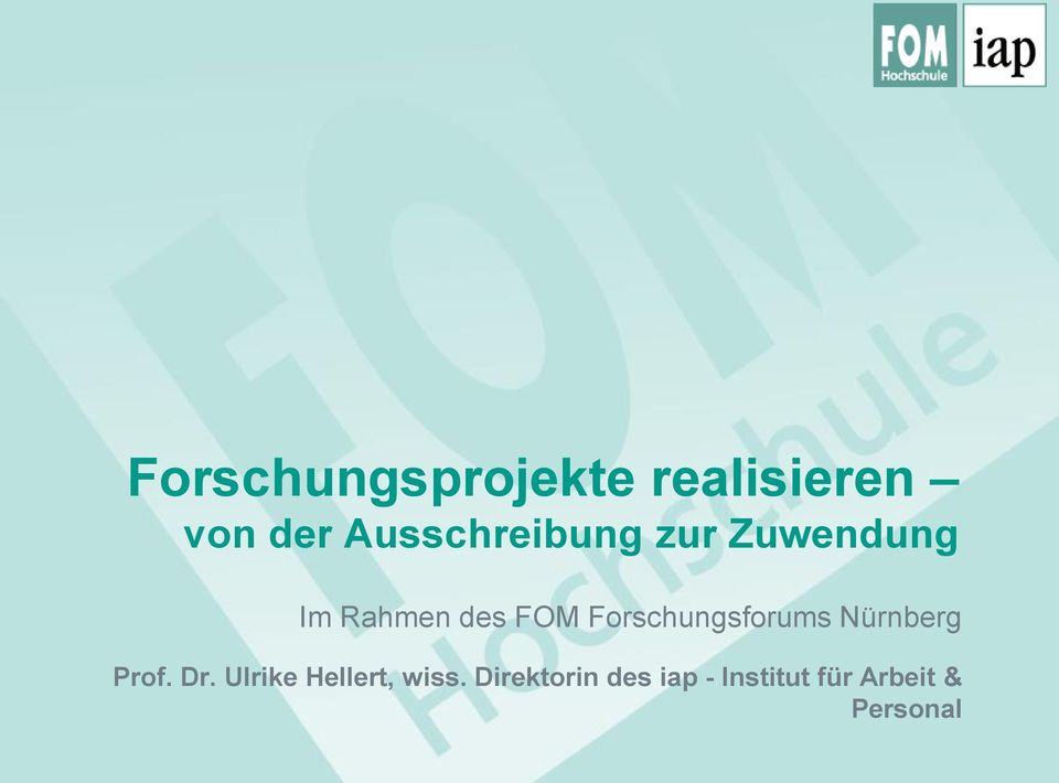 Forschungsforums Nürnberg Prof. Dr.