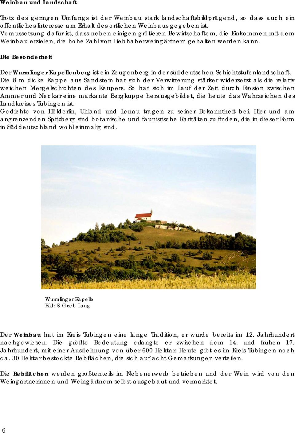 Die Besonderheit Der Wurmlinger Kapellenberg ist ein Zeugenberg in der süddeutschen Schichtstufenlandschaft.