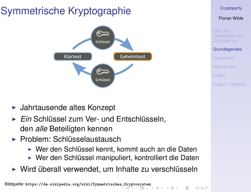 kennt, kommt auch an die Daten Wer den Schlüssel manipuliert, kontrolliert die Daten Wird