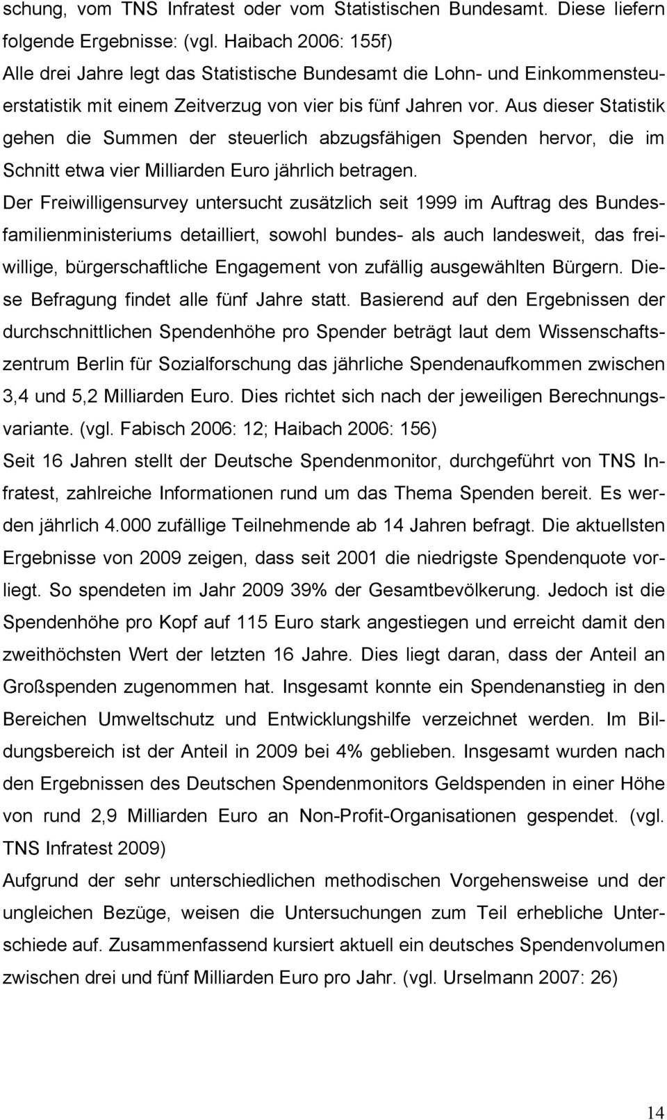 Aus dieser Statistik gehen die Summen der steuerlich abzugsfähigen Spenden hervor, die im Schnitt etwa vier Milliarden Euro jährlich betragen.