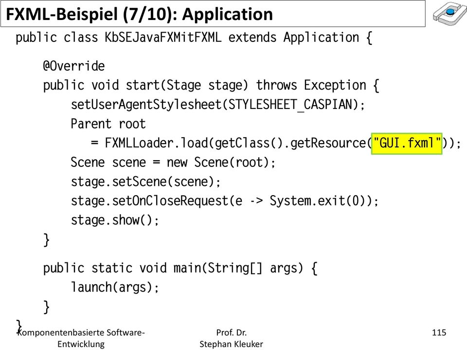 FXMLLoader.load(getClass().getResource("GUI.fxml")); Scene scene = new Scene(root); stage.