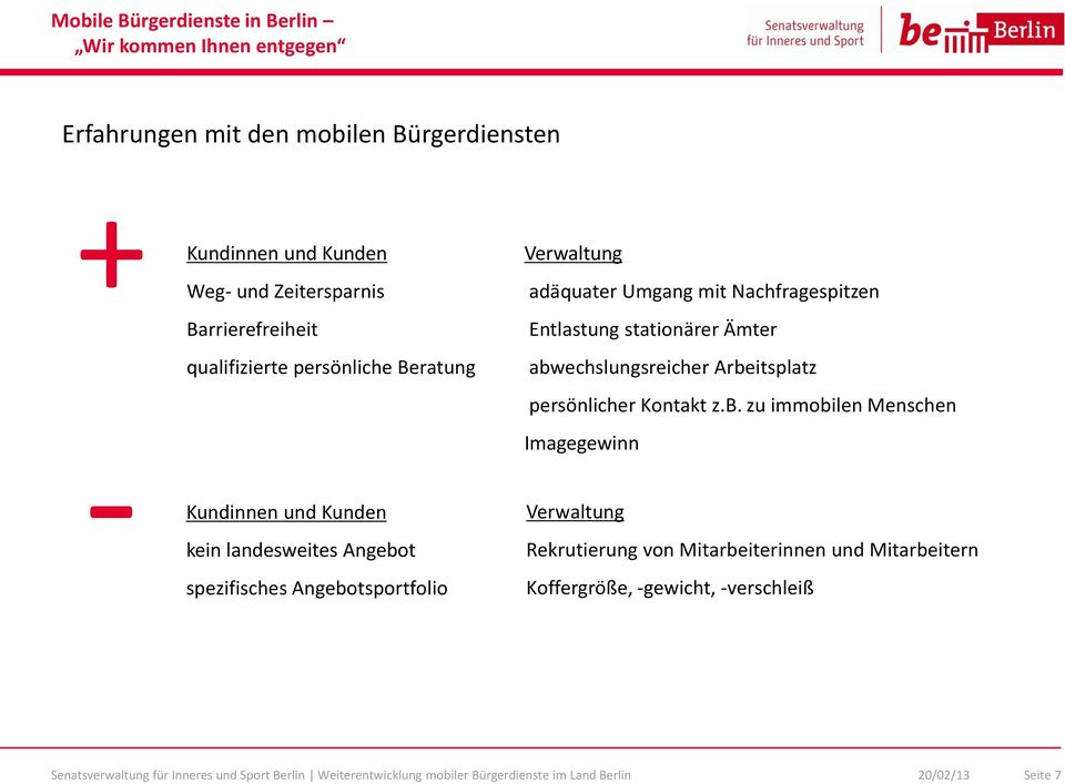 Angebotsportfolio Verwaltung adäquater Umgang mit Nachfragespitzen Entlastung stationärer Ämter abwechslungsreicher Arbeitsplatz