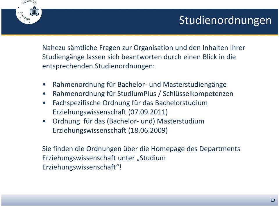 Fachspezifische Ordnung für das Bachelorstudium Erziehungswissenschaft (07.09.