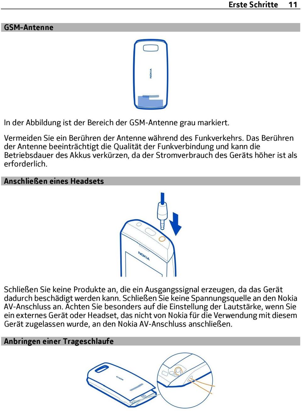 Anschließen eines Headsets Schließen Sie keine Produkte an, die ein Ausgangssignal erzeugen, da das Gerät dadurch beschädigt werden kann.