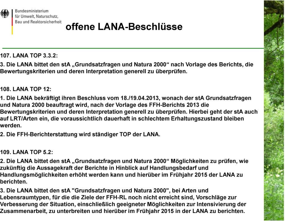 Die LANA bekräftigt ihren Beschluss vom 18./19.04.