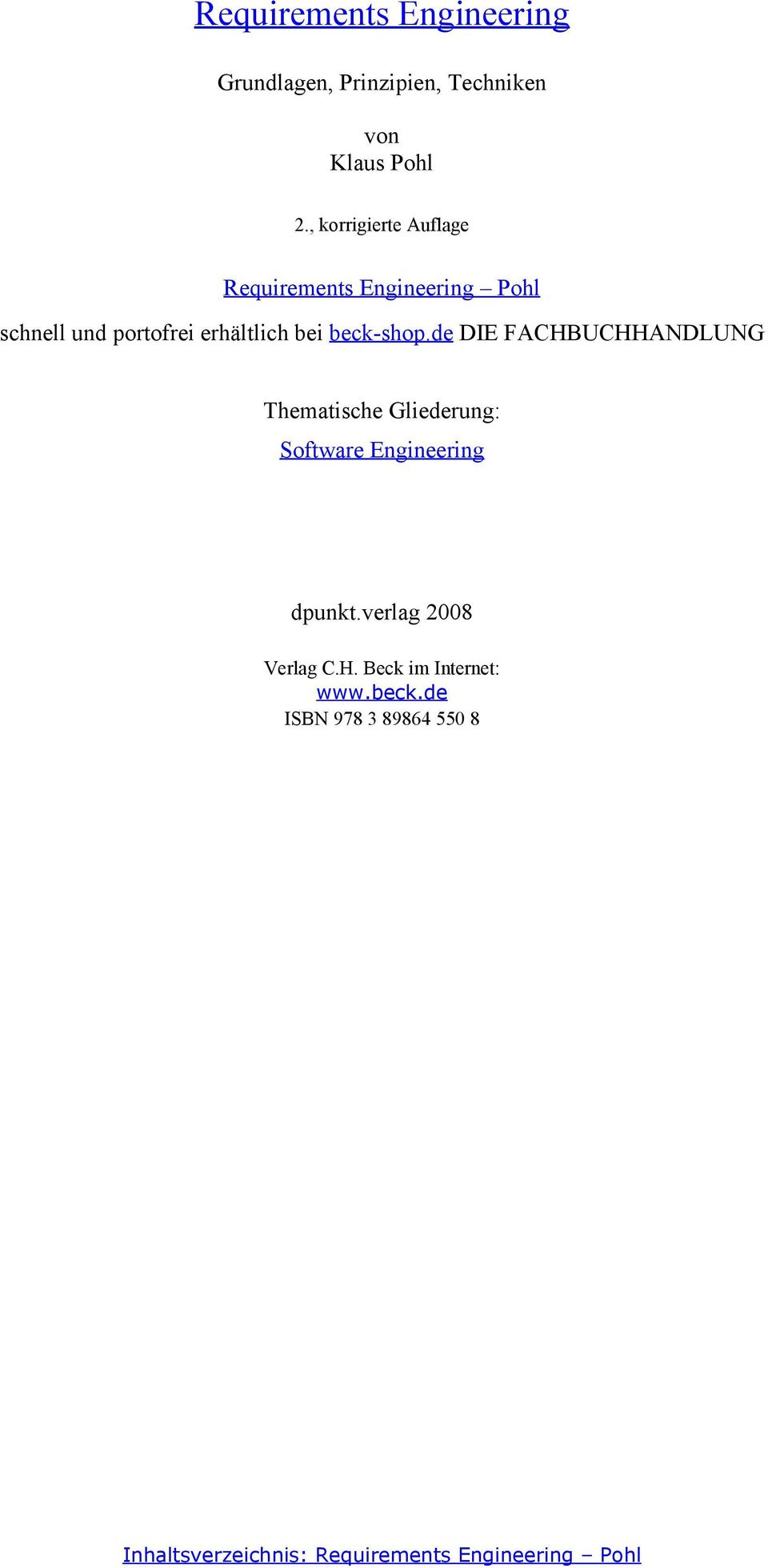 beck-shop.de DIE FACHBUCHHANDLUNG Thematische Gliederung: Software Engineering dpunkt.