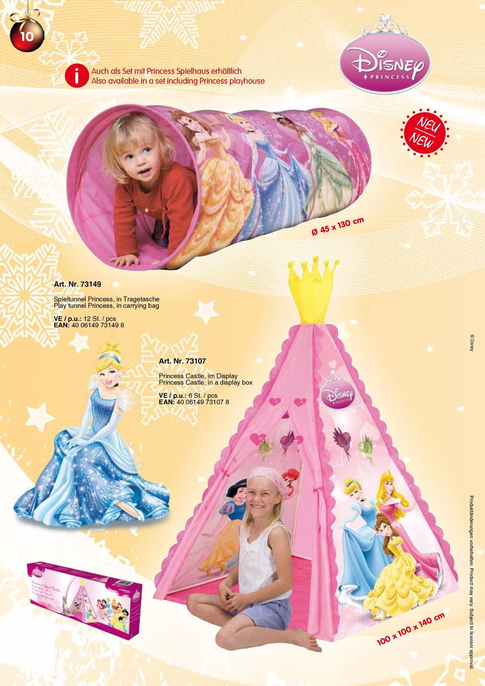 73149 Spieltunnel Princess, in Tragetasche Play tunnel Princess, in carrying bag VE / p.u.: 12 St.