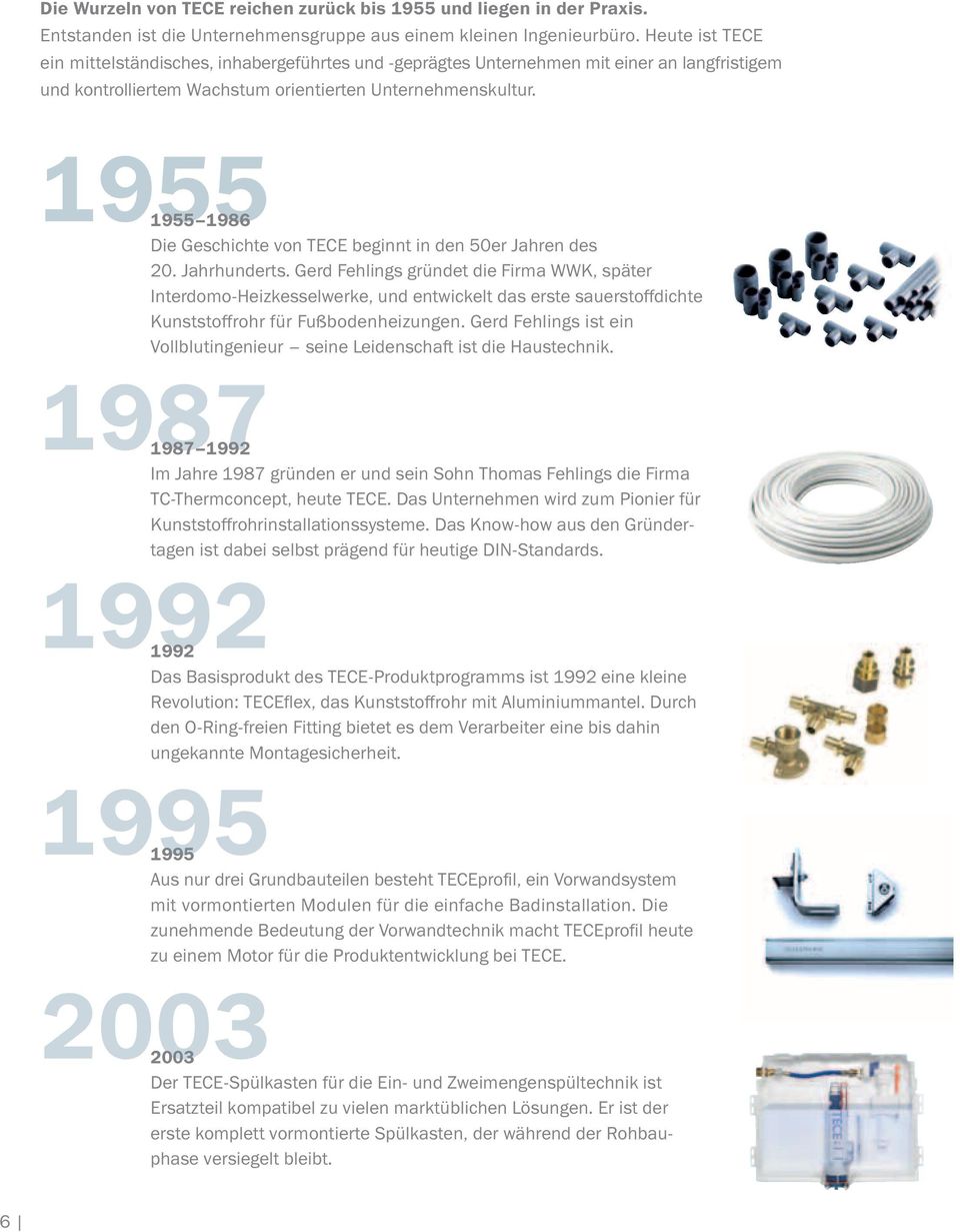 1955 1986 Die Geschichte von TECE beginnt in den 50er Jahren des 20. Jahrhunderts.