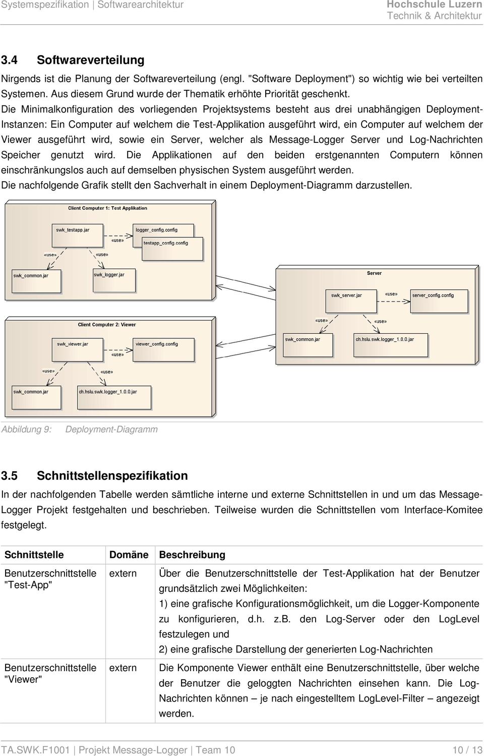 Die Minimalkonfiguration des vorliegenden Projektsystems besteht aus drei unabhängigen Deployment- Instanzen: Ein Computer auf welchem die Test-Applikation ausgeführt wird, ein Computer auf welchem