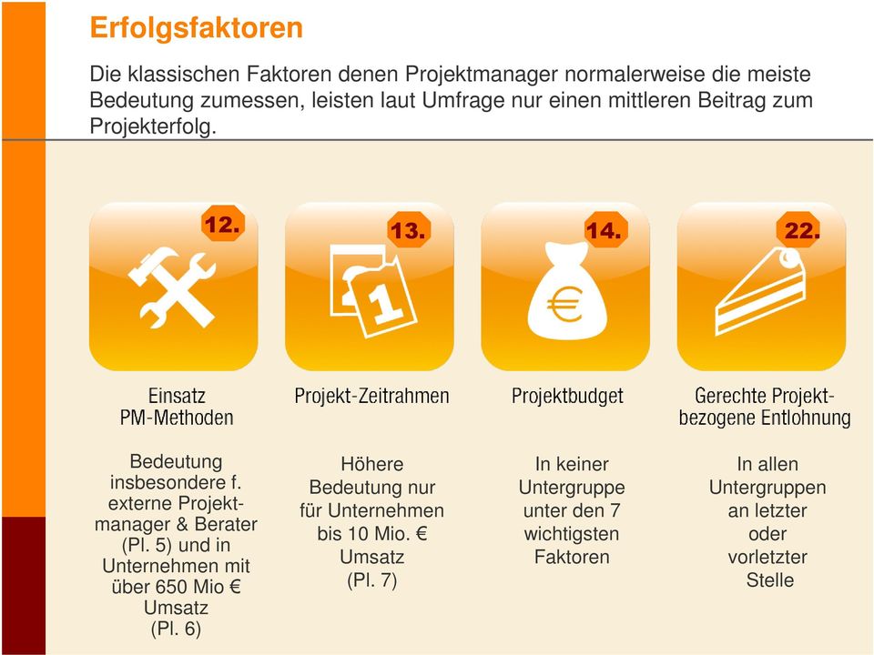 externe Projektmanager & Berater (Pl. 5) und in Unternehmen mit über 650 Mio Umsatz (Pl.