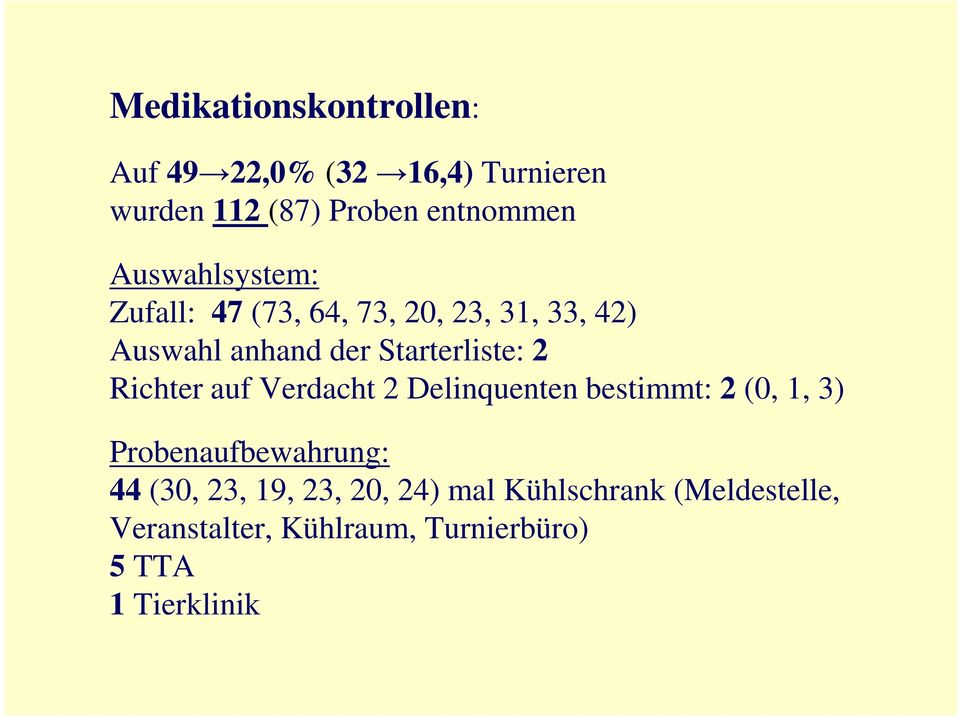 Richter auf Verdacht 2 Delinquenten bestimmt: 2 (0, 1, 3) Probenaufbewahrung: 44 (30, 23, 19,