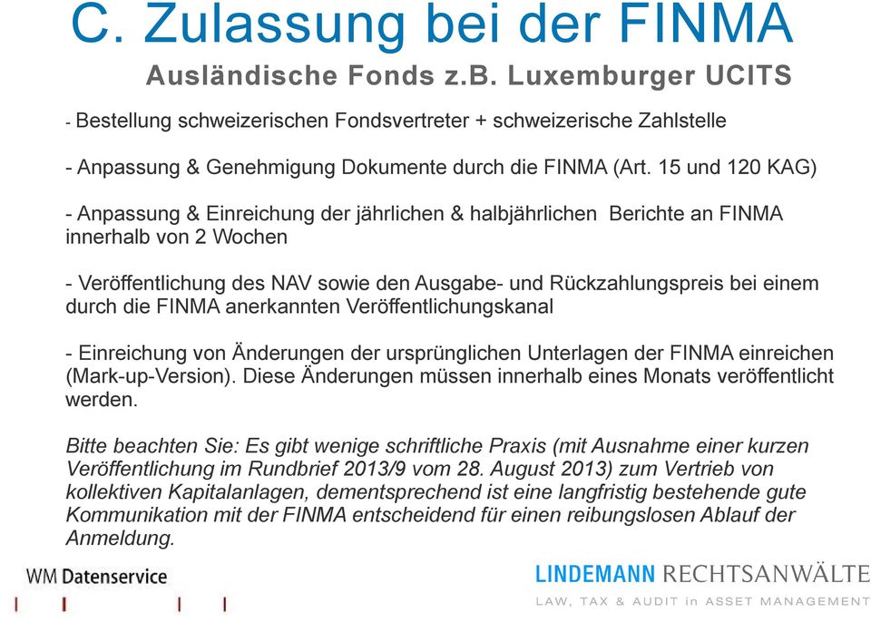 die FINMA anerkannten Veröffentlichungskanal - Einreichung von Änderungen der ursprünglichen Unterlagen der FINMA einreichen (Mark-up-Version).