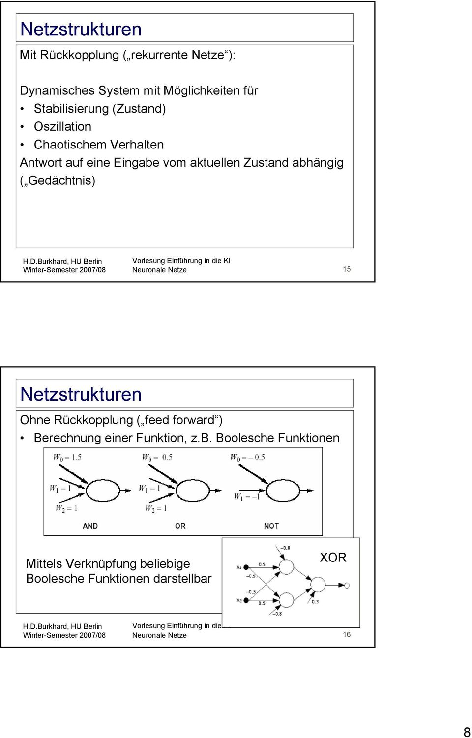 Zustand abhängig ( Gedächtnis) 15 Netzstrukturen Ohne Rückkopplung ( feed forward ) Berechnung einer