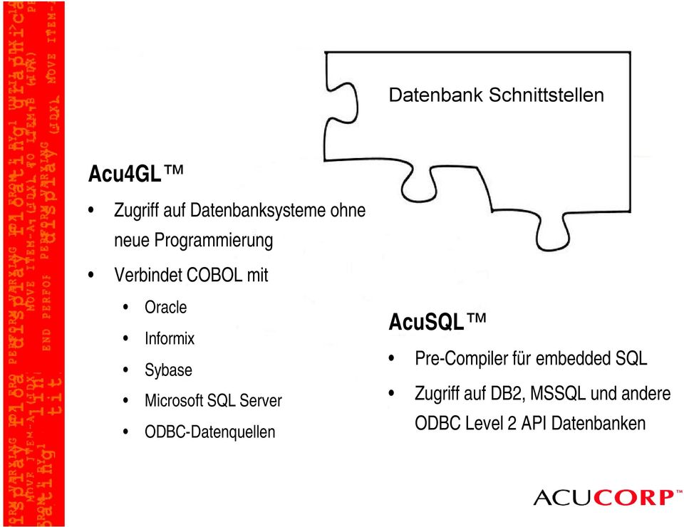 Microsoft SQL Server ODBC-Datenquellen AcuSQL Pre-Compiler für