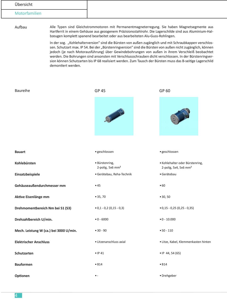 Kohlehalterversion sind die Bürsten von außen zugänglich und mit Schraubkappen verschlossen. Schutzart max. IP 54.