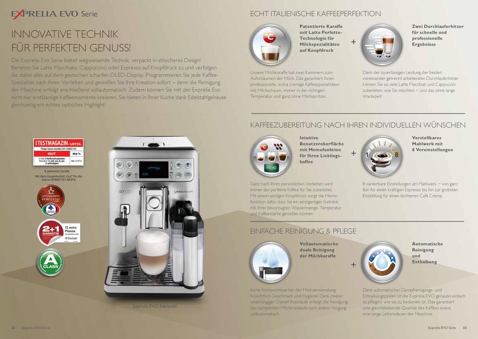 Technik, verpackt in stilsicheres Design! Bereiten Sie Latte Macchiato, Cappuccino oder Espresso auf Knopfdruck zu und verfolgen Sie dabei alles auf dem gestochen scharfen OLED-Display.