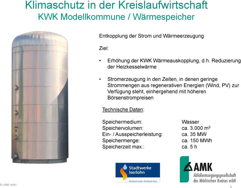 hung der KWK Wärmeauskopplung, d.h. Reduzierung der Heizkesselwärme Stromerzeugung in den Zeiten, in denen geringe