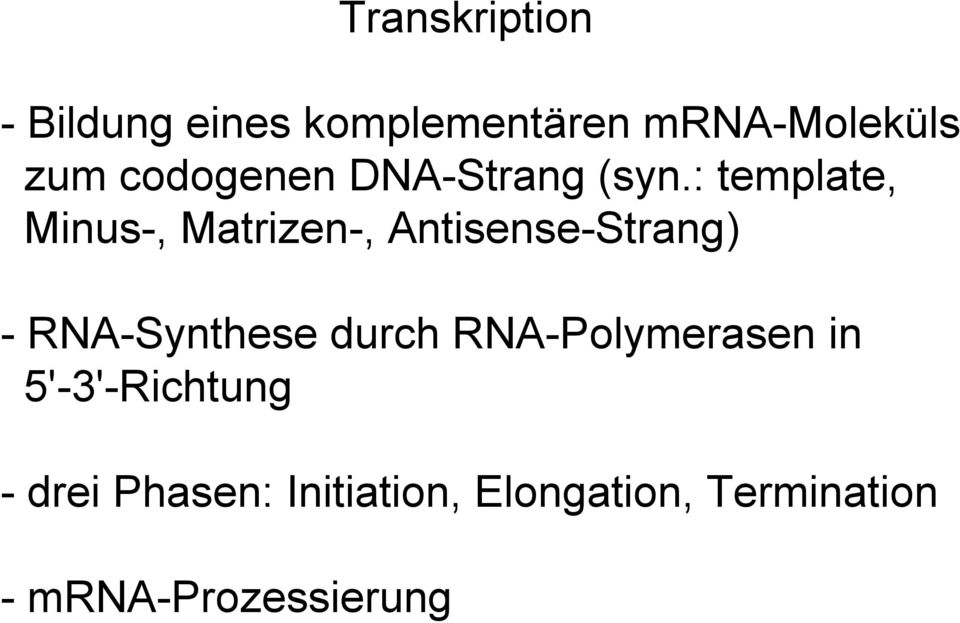 : template, Minus-, Matrizen-, Antisense-Strang) - RNA-Synthese