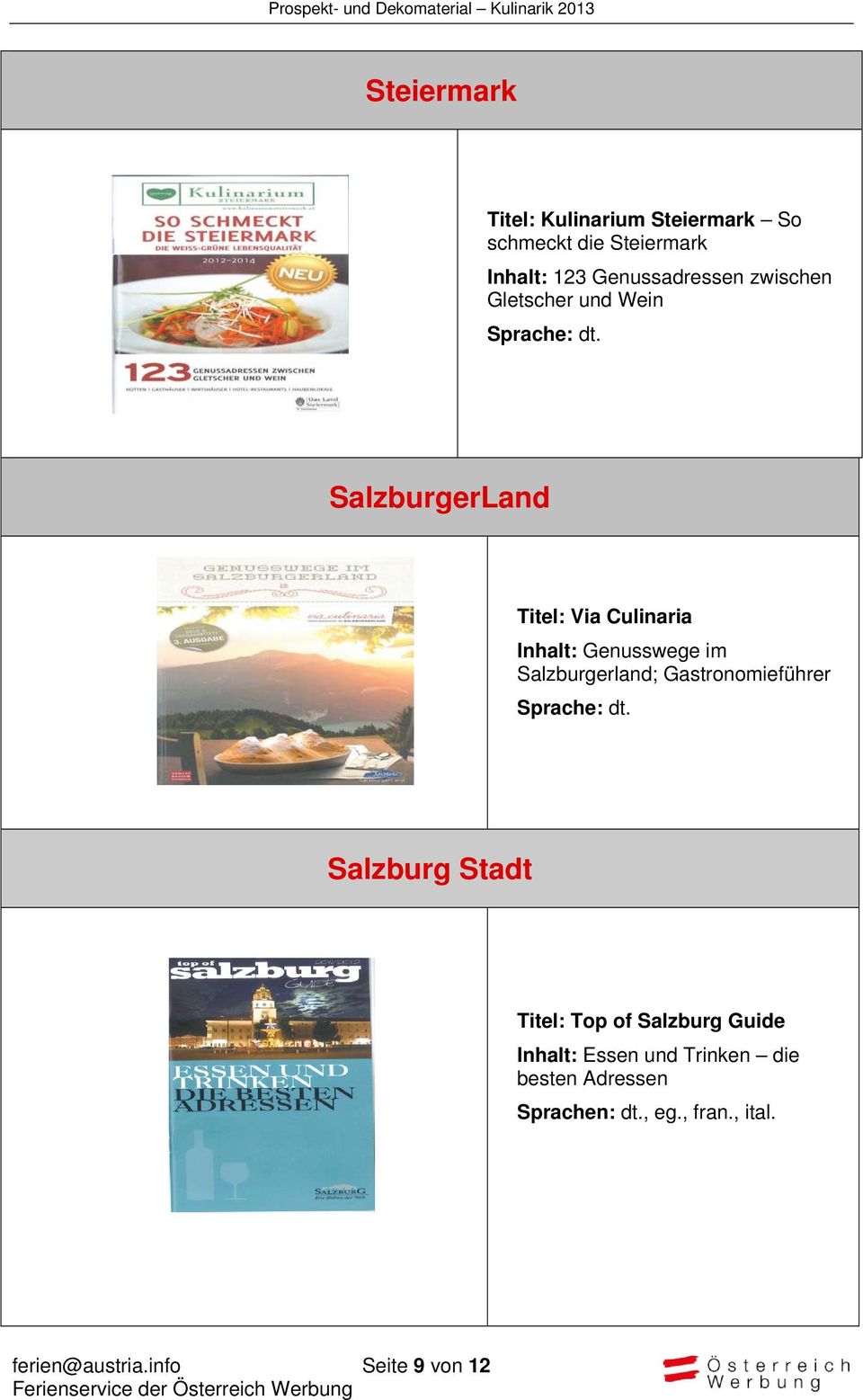 Genusswege im Salzburgerland; Gastronomieführer Salzburg Stadt Titel: Top of Salzburg Guide