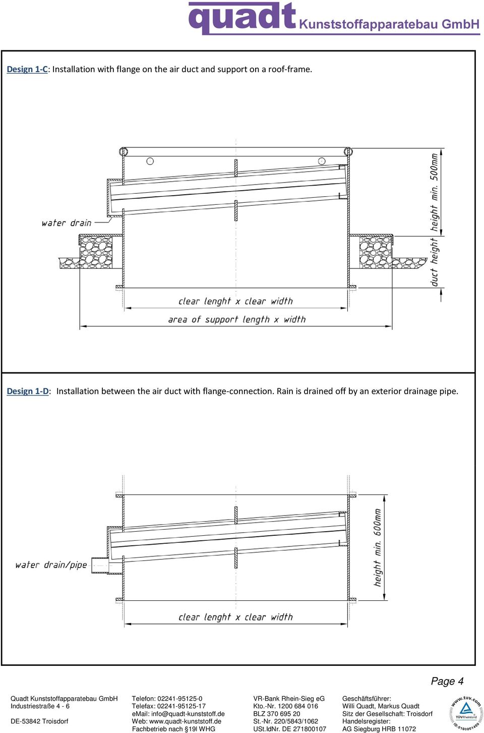 Design 1-D: Installation between the air duct with