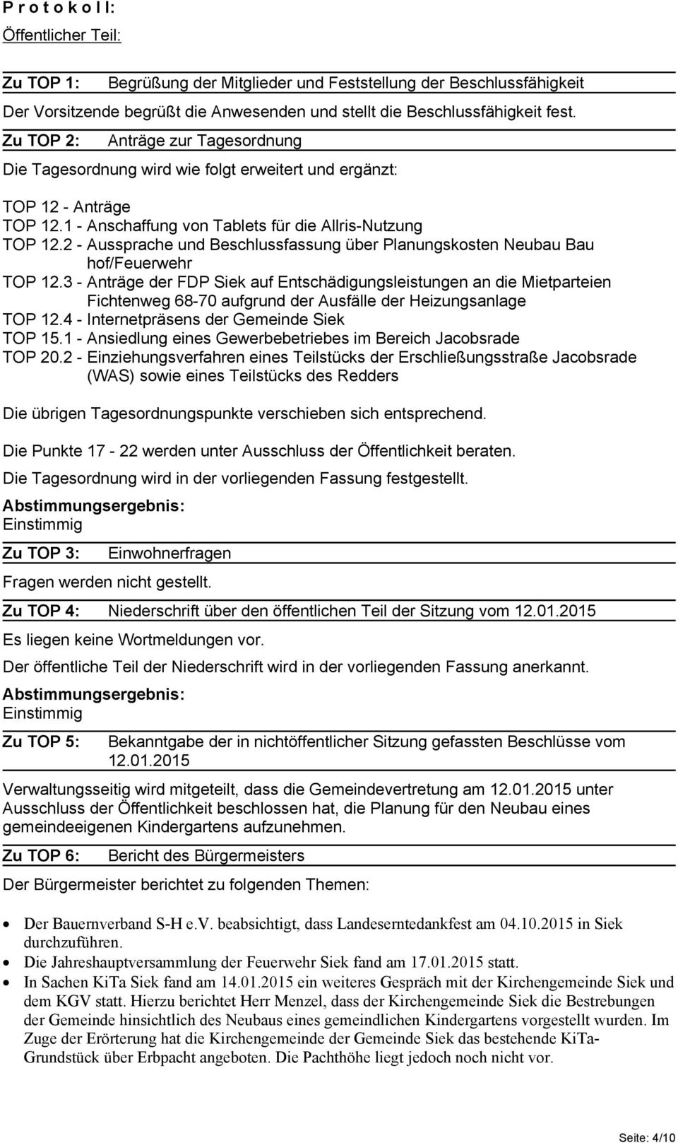 2 - Aussprache und Beschlussfassung über Planungskosten Neubau Bau hof/feuerwehr TOP 12.