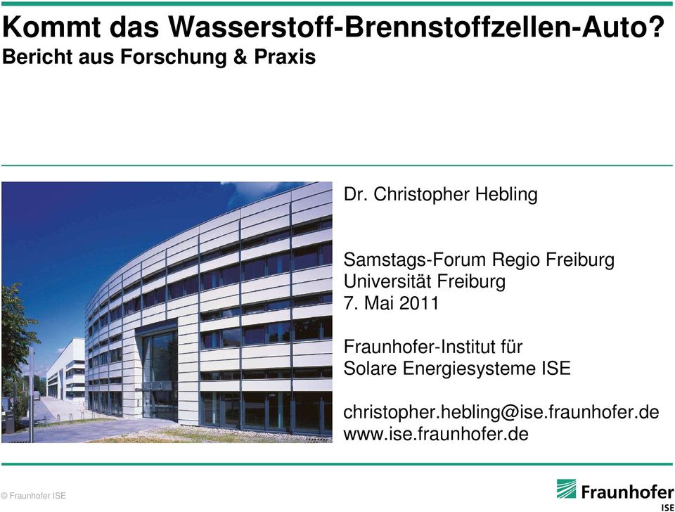 Christopher Hebling Samstags-Forum Regio Freiburg Universität